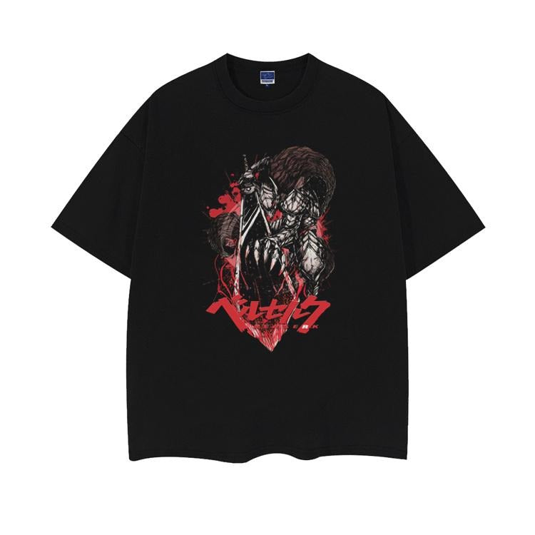 Berserk "Struggle" Heavyweight Vintage Tee 100% Cotton OVERSIZED Anime T-shirt Menswear Top Crew Necks Tshirt Casual...