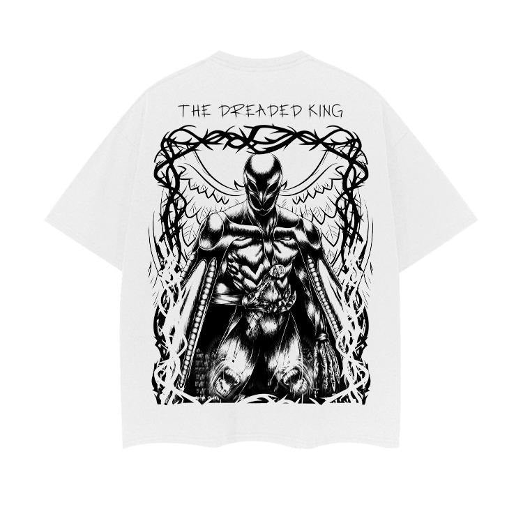 Berserk "The Dreaded King" Heavyweight Vintage Tee 100% Cotton OVERSIZED Anime T-shirt Menswear Top Crew Necks Tshirt Casual Streetwear White Crewneck Tropical Shortsleeve