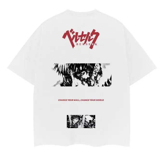 Berserk "Trapped Beast Guts" Heavyweight Vintage Tee 100% Cotton Oversized Anime T-shirt Original Design with DTG...