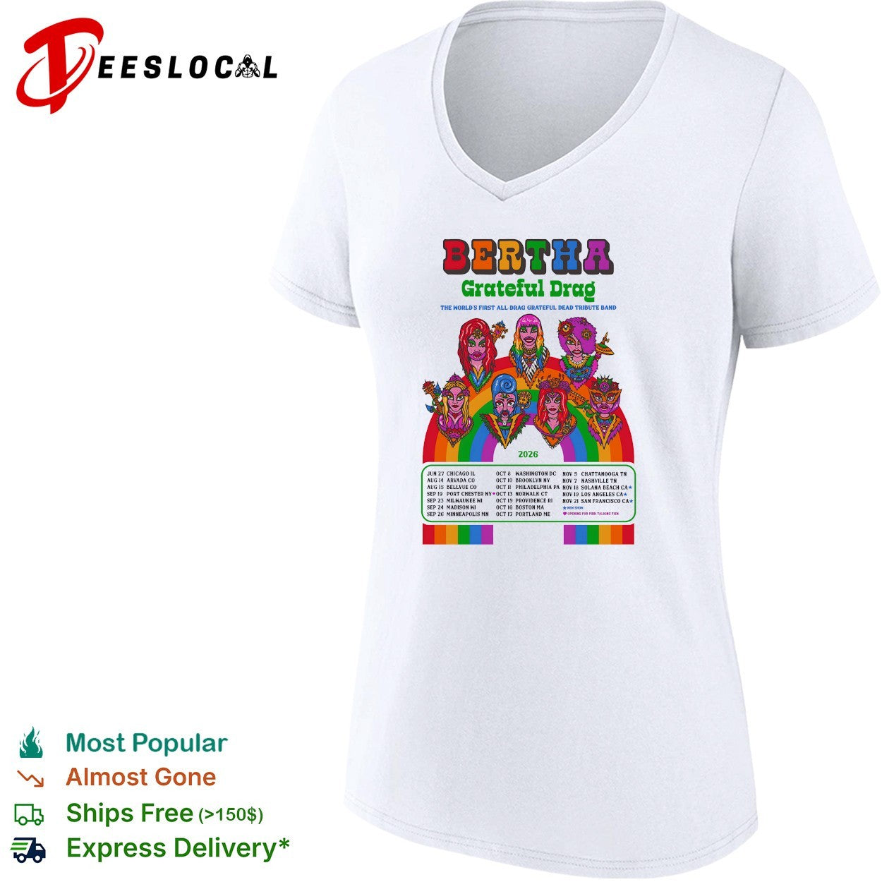 Bertha Grateful Drag Grateful Dead tribute band 2026 tour shirt