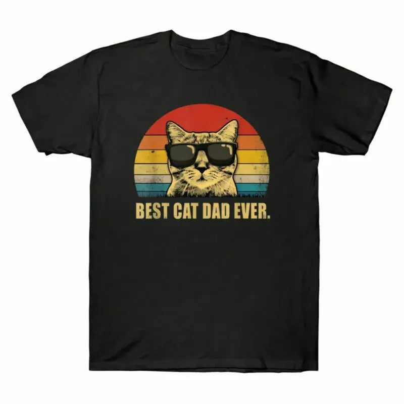 Best Cat Dad Ever Vintage Version T-Shirt Men's Funny Best Gift Father's Day Menswear Top Hoodie, Sweatshirt