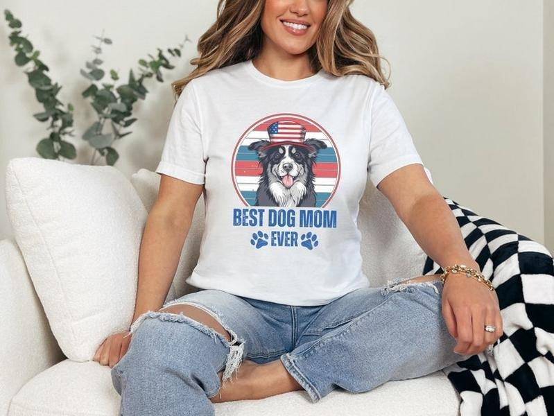 Best Dog Mom Ever 4th of July Shirt Best Gift for USA Independence Day American Flag Patriotic America Tshirt  T-shirt,...