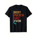 Best Puck'Swoosh Dad Ever Hockey TNF'WB shield Day T-Shirt - 100% Cotton Anti-Shrink Casual Tee with Distressed Graphic &...