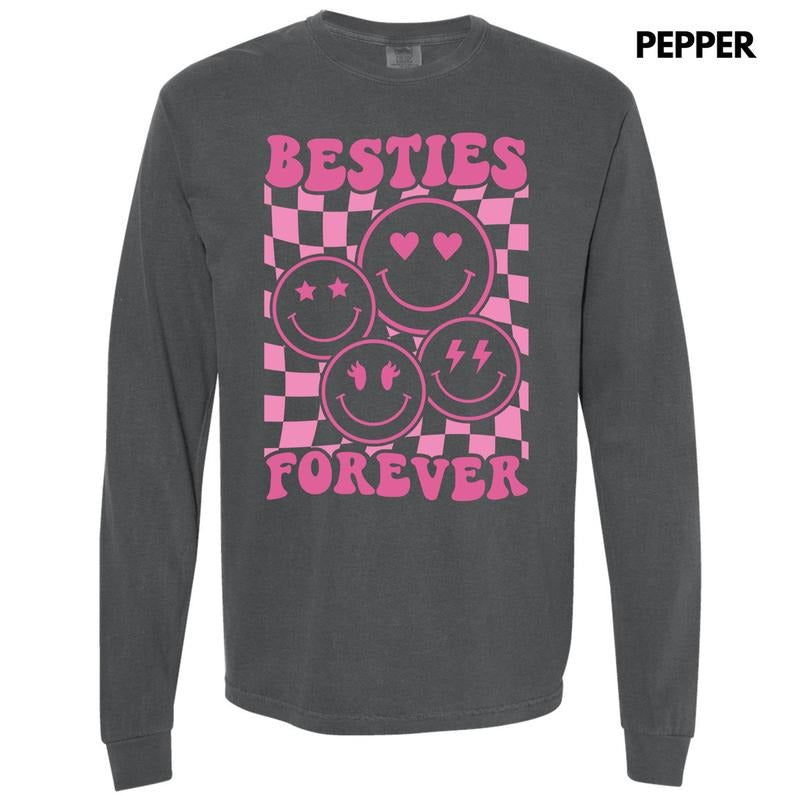 Besties Forever Long Sleeve Comfort Colors T-Shirt 'NLB' Hoodie, Sweatshirt | RetroVerseTees.com