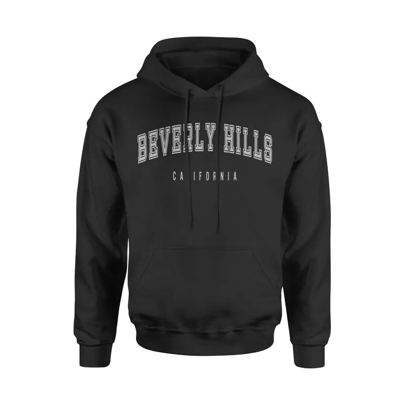 Beverly Hills California Unisex Classic Hoodie Sweatshirt Cotton Fabric Pocket Womenswear T-Shirts | RetroVerseTees.com