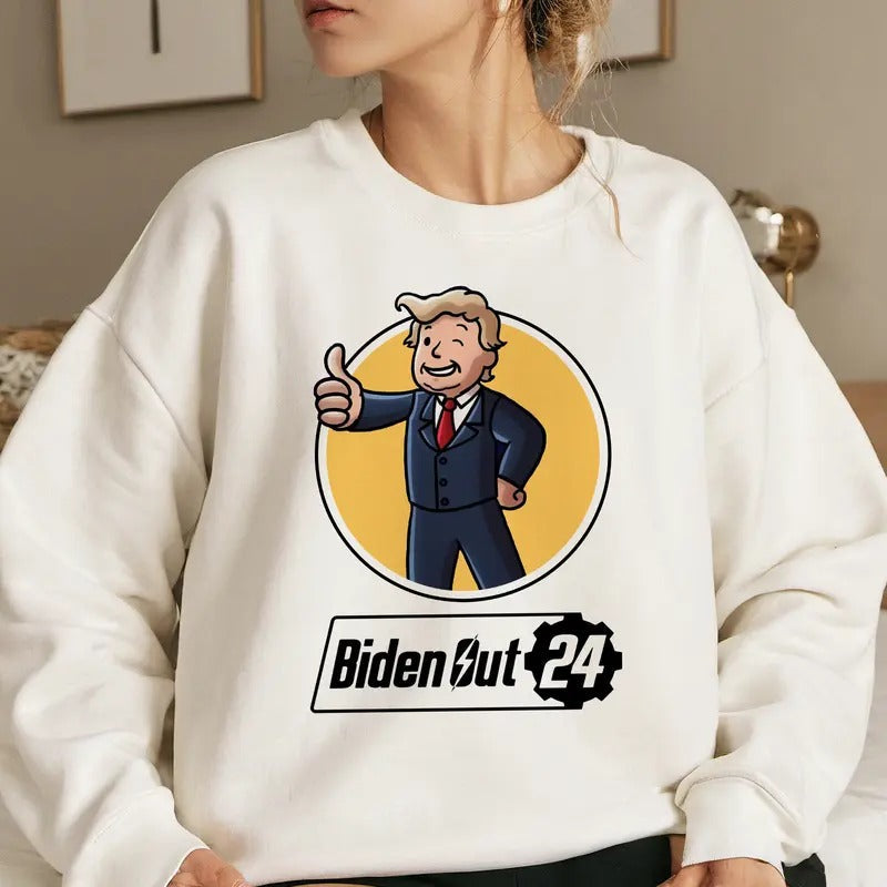 Biden Out Fallout t-shirt, Fallout movies shirt, cartoon sweatshirt hoodie | RetroVerseTees.com
