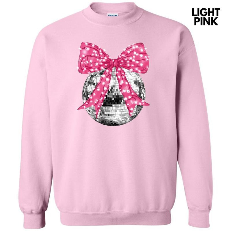 Big Disco Pink Bow Sweatshirt 'NLB' T-Shirts, Hoodie | RetroVerseTees.com
