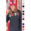 Big Heart Love Sequin Valentine Graphic Long Sleeve T-Shirt Hoodie, Sweatshirt | RetroVerseTees.com