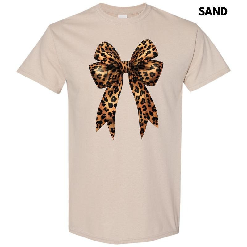 Big Leopard Bow Gildan Short Sleeve T-Shirt 'NLB' Hoodie, Sweatshirt | RetroVerseTees.com