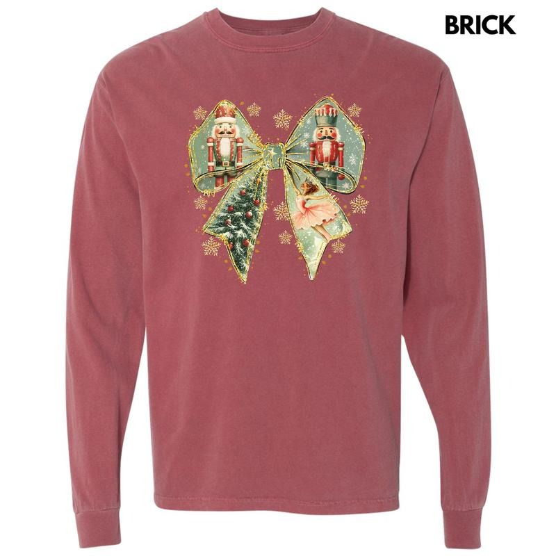 Big Nutcracker Bow Long Sleeve Comfort Colors T-Shirt 'NLB' Hoodie, Sweatshirt | RetroVerseTees.com