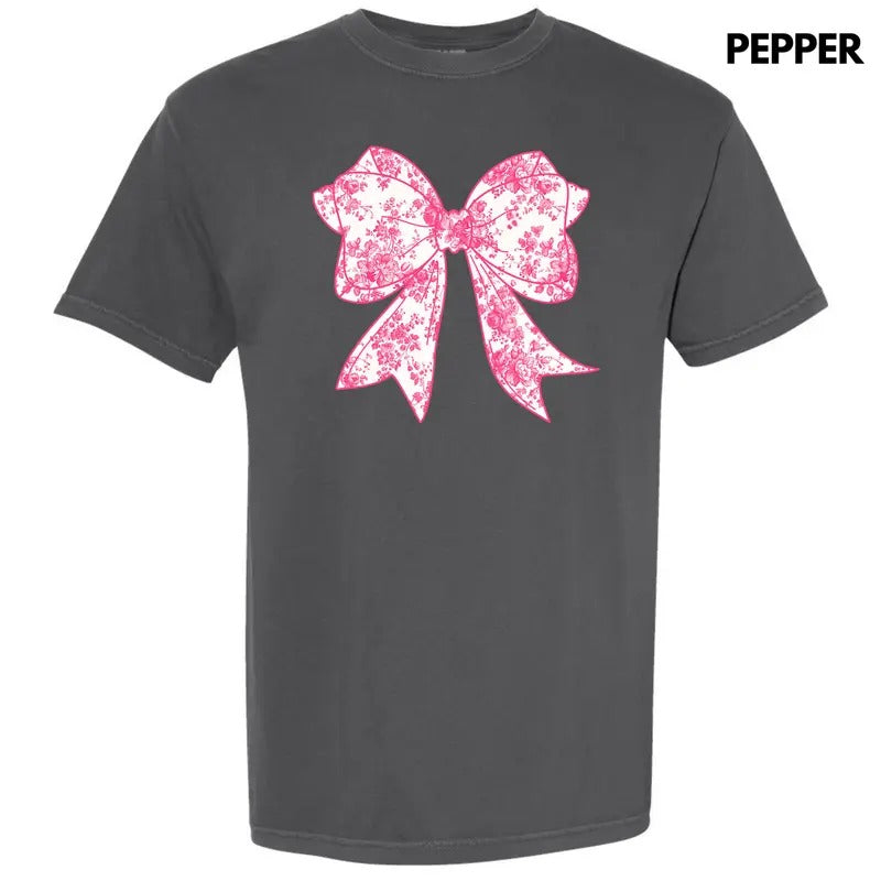 Big Pink Floral Bow Comfort Colors T-Shirt 'NLB' Hoodie, Sweatshirt | RetroVerseTees.com