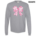 Big Pink Floral Bow Long Sleeve Comfort Colors T-Shirt 'NLB' Hoodie, Sweatshirt | RetroVerseTees.com