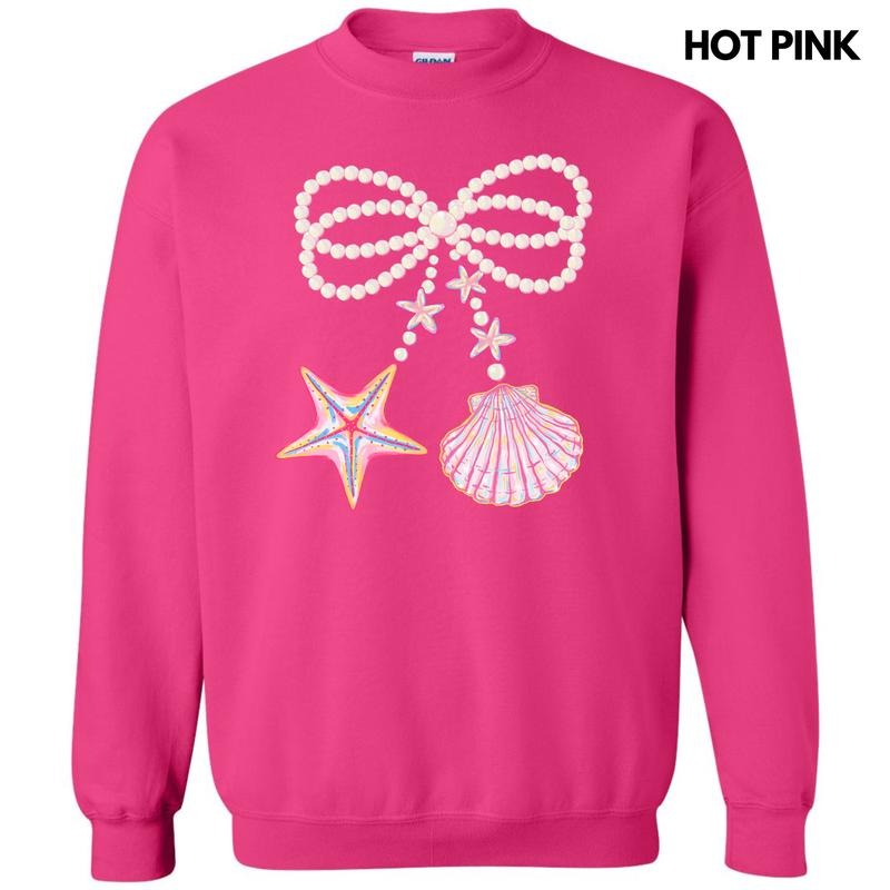 Big Seashell & Starfish Bow Sweatshirt 'NLB' T-Shirts, Hoodie | RetroVerseTees.com
