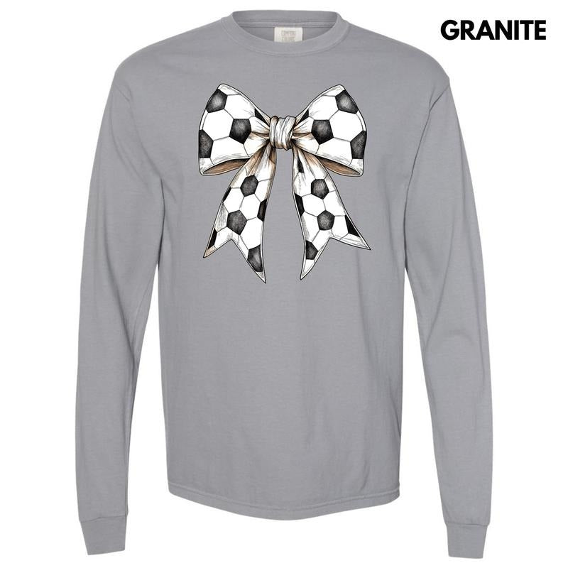 Big Soccer Bow Long Sleeve Comfort Colors T-Shirt 'NLB' Hoodie, Sweatshirt | RetroVerseTees.com