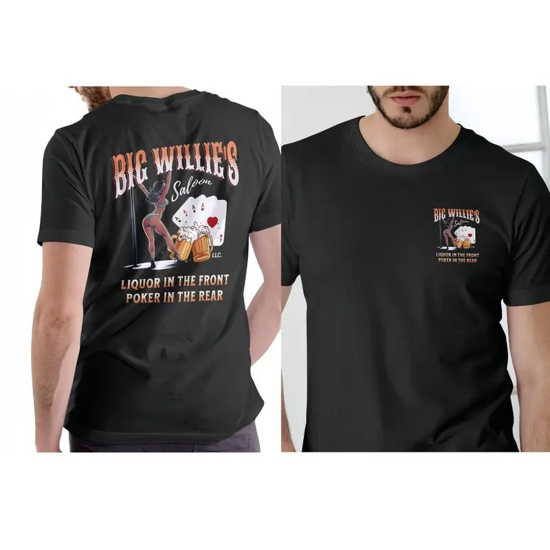 Big Willie's Saloon T-shirt, T-shirt For men Womenswear Sweatshirt Classic Cotton Hoodie | RetroVerseTees.com