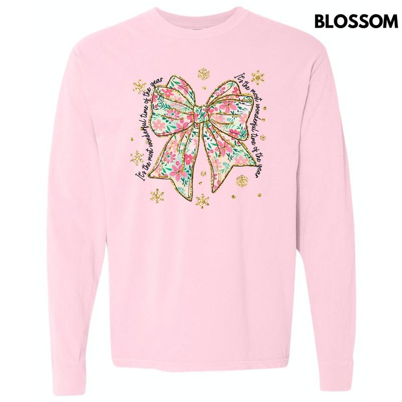 Big Wonderful Time Bow Long Sleeve Comfort Colors T-Shirt 'NLB' Hoodie, Sweatshirt | RetroVerseTees.com