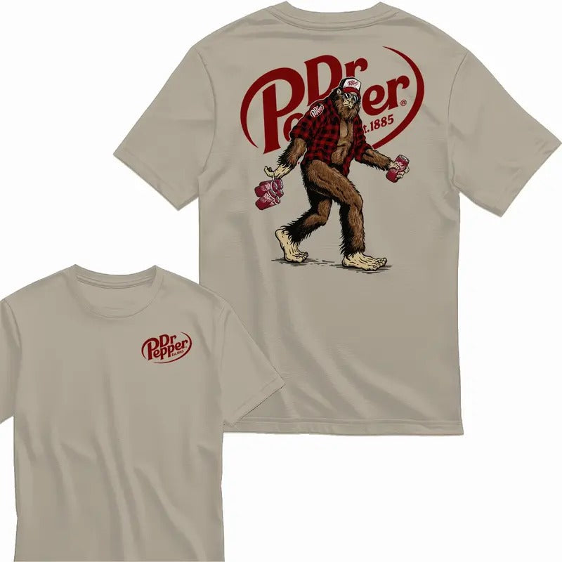 Bigfoot Dr Pepper T-shirt - Men's Classic Fit 100% Cotton - Menswear Graphic Tshirt Hoodie, Sweatshirt | RetroVerseTees.com