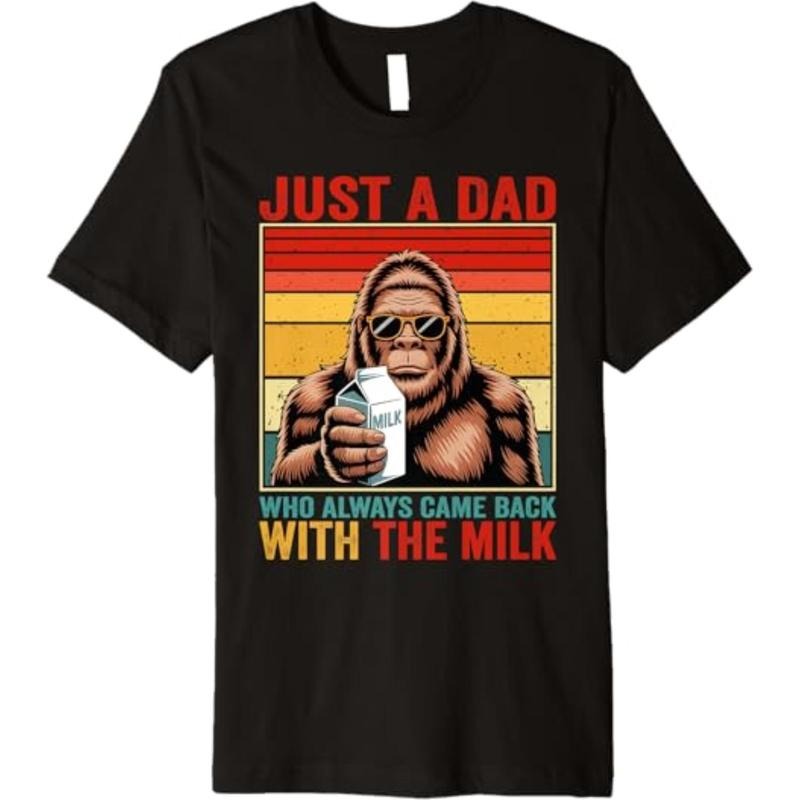Bigfoot Papa, Just WB shield Dad Who Always Came Back With TNF Milk Premium T-Shirt Hoodie, Sweatshirt | RetroVerseTees.com