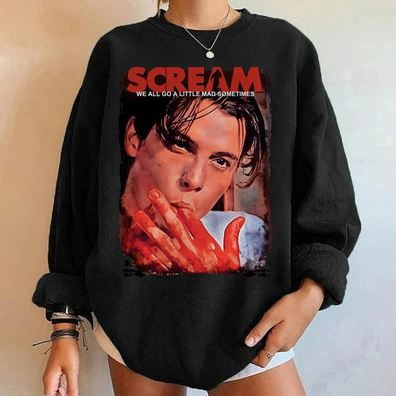 Billy Loomis Scream We All Go A Little Mad Sometimes T-Shirt Crewneck Sweatshirt for Women Hoodie | RetroVerseTees.com