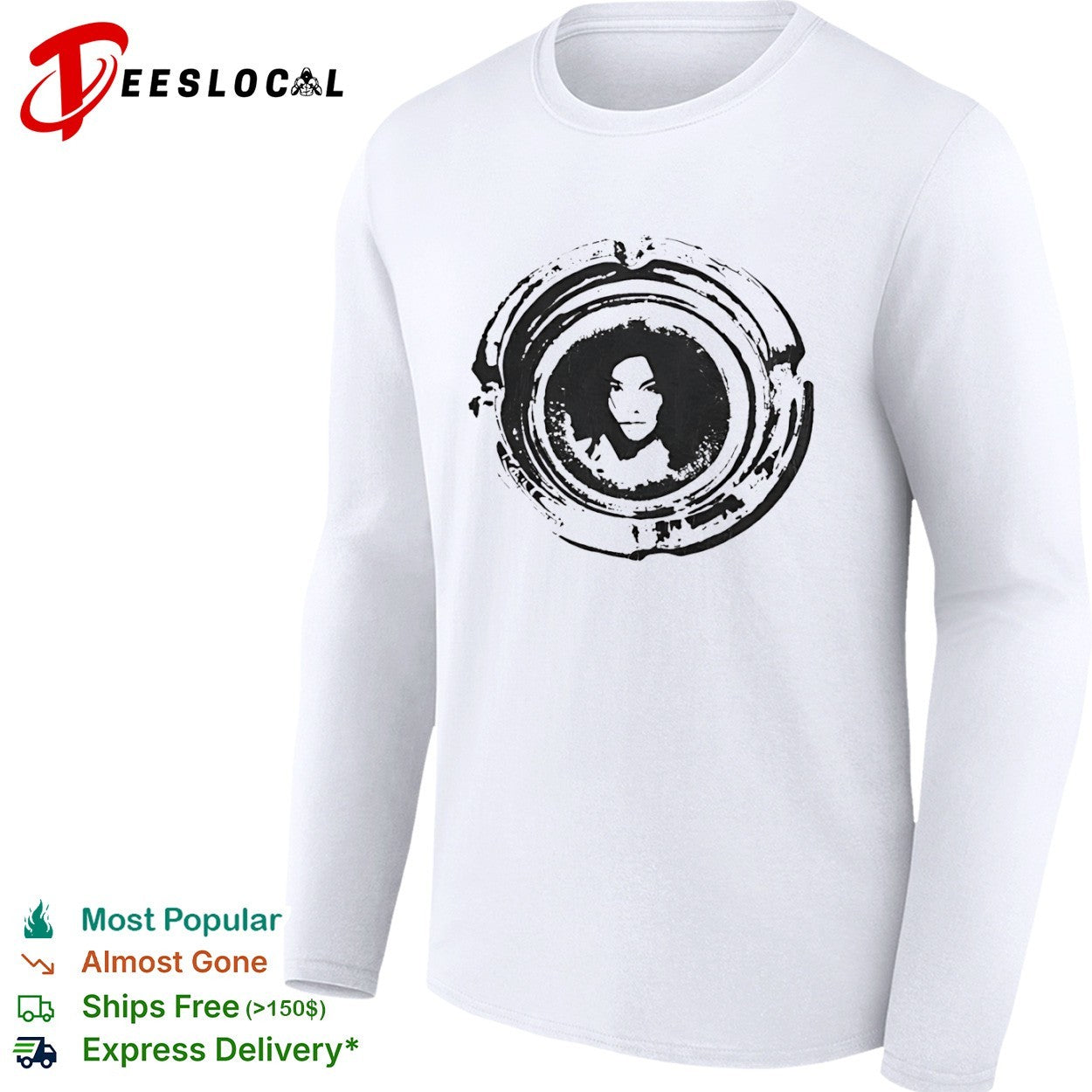 Bjork Portrait in Circular Stamp shirt