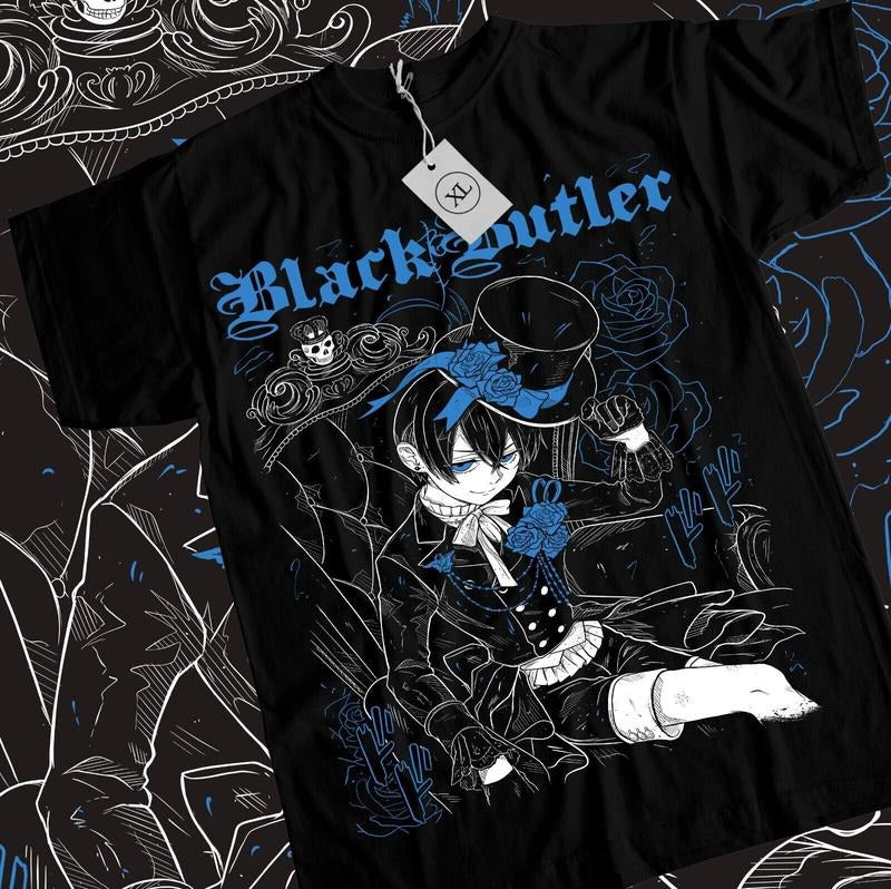 Black Butler T-Shirt S-4XL Sebastian Ciel Toboso Yana Kawai Anime Tee Shirt Tshirt S-4XL Hoodie, Sweatshirt