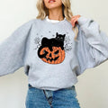 Black Cat Halloween Sweatshirt, Black Cat Pumpkin Sweater, Halloween Black Cat Tee Shirt, Halloween Shirt, Pumpkin Cat...