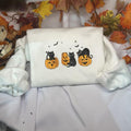 Black Cat Halloween sweatshirt; pumpkin crewneck Embroidery Sweatshirt Comfortable Soft Tops T-Shirts, Hoodie