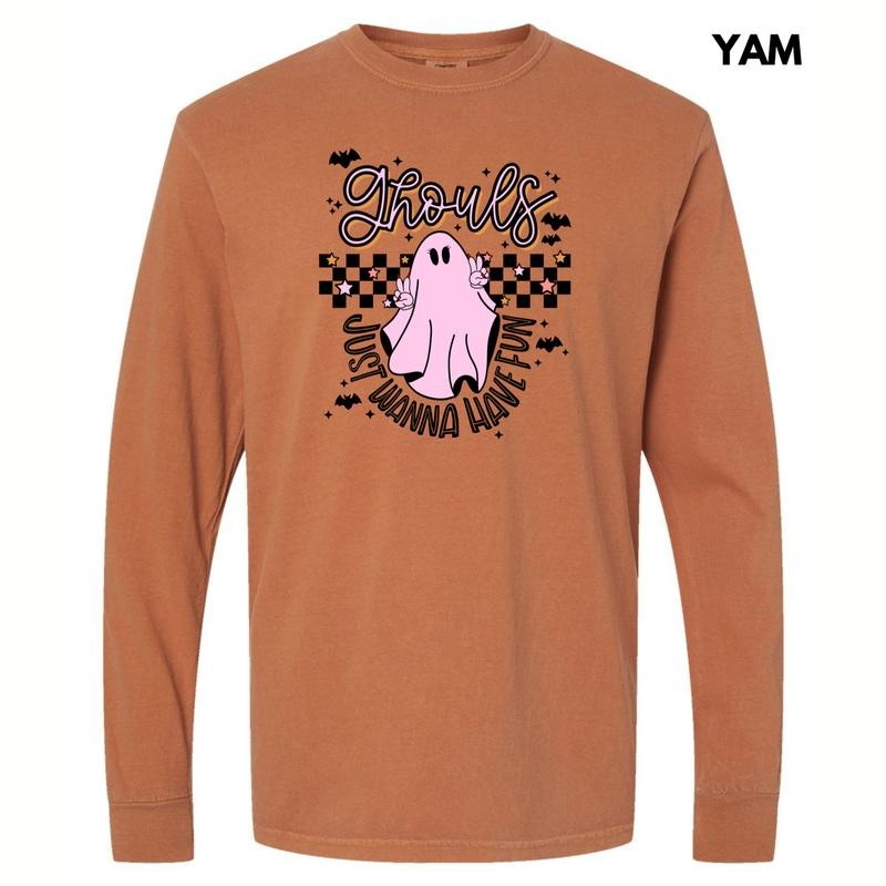 Black Checker Ghouls Fun Long Sleeve Comfort Colors T-Shirt 'NLB' Hoodie, Sweatshirt | RetroVerseTees.com