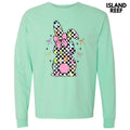 Black Checkered Bunny Long Sleeve Comfort Colors T-Shirt 'NLB' Hoodie, Sweatshirt | RetroVerseTees.com