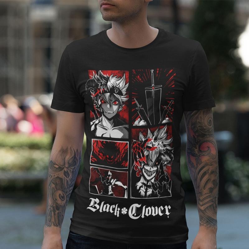Black Clover Asta Yuno Anime Manga Tshirt Anime Manga Black Shirt Tshirt S-4XL Hoodie, Sweatshirt | RetroVerseTees.com