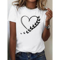 Black Cotton Women'WB shield T-Shirt | Loose Fit Round Neck Short Sleeve with Heart & Butterfly Graphic Print