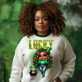Black Girl Chibi Lucky Charm Sweater, Lucky Black Woman St. Patrick’s Day Locs Shirt, Black Girl Magic Tee Hoodie, Sweatshirt
