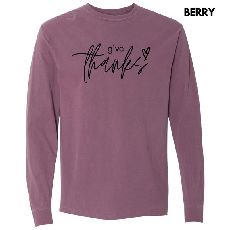 Black Give Thanks Long Sleeve Comfort Colors T-Shirt 'NLB' Hoodie, Sweatshirt | RetroVerseTees.com