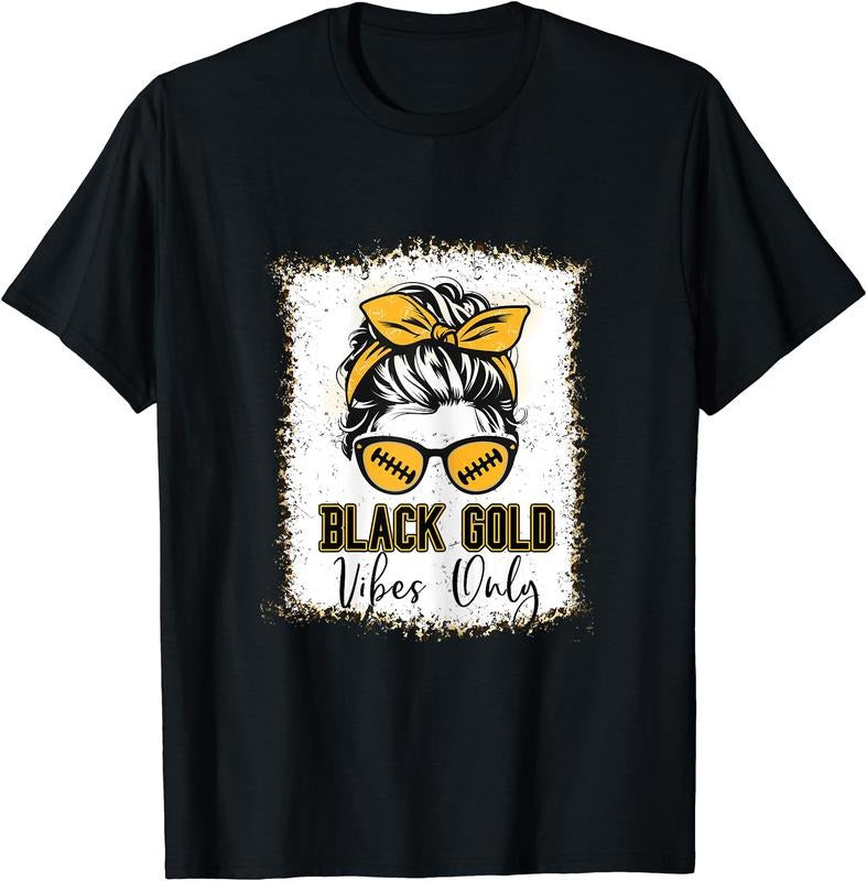 Black Gold Vibes Only T-Shirt | Unisex Cotton Tee, Short Sleeve, Size S-5XL Hoodie, Sweatshirt | RetroVerseTees.com
