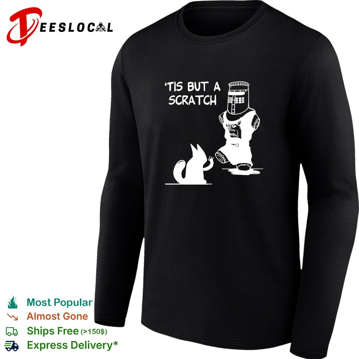 Black Knight tis but a scratch cat shirt