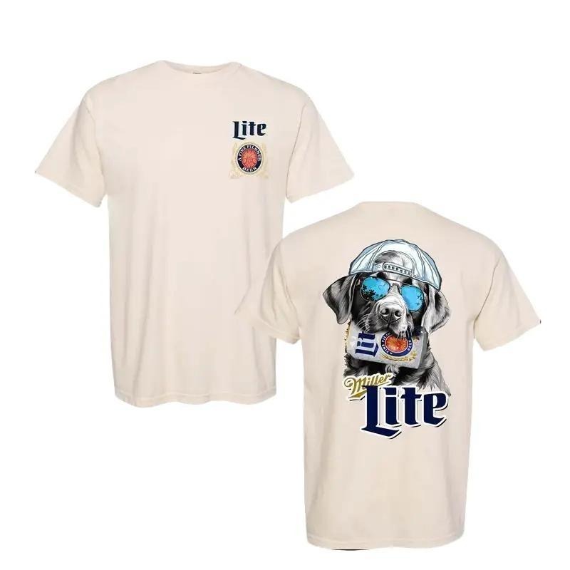 Black Labrador Hunting Dog Two-sided Unisex T-shirt for Men and For Women, Outdoors Beer, Full Sizes Full Colors, Cotton...