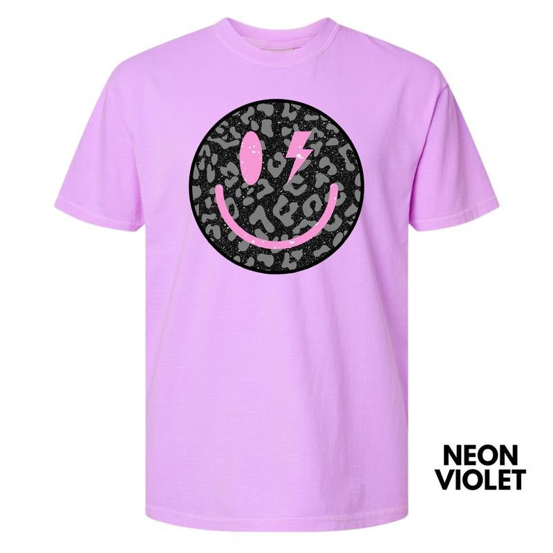 Black Leopard Happy Face Comfort Colors T-Shirt 'NLB' Hoodie, Sweatshirt | RetroVerseTees.com