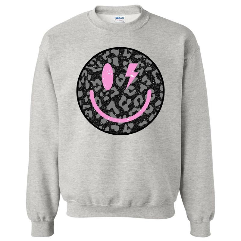Black Leopard Happy Face Sweatshirt 'NLB' T-Shirts, Hoodie | RetroVerseTees.com