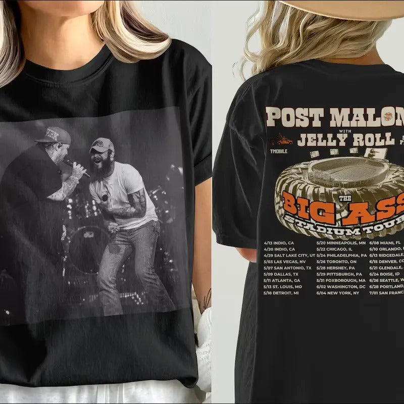 Black Maloneee Joll Tour Tee, Big Ass Stadium Tee Hoodie, Sweatshirt | RetroVerseTees.com