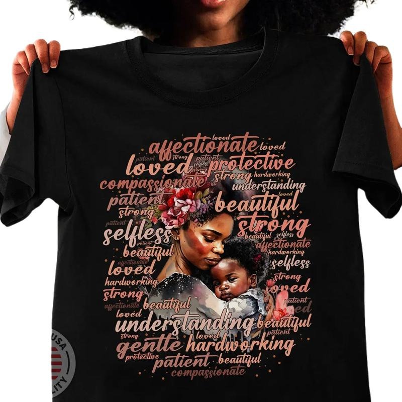 Black Mom and Son T-shirt, Black Women Tee, Black Girl Magic, Black Mom Shirt, Mama Gift, Mother's Day Gift Comfort...