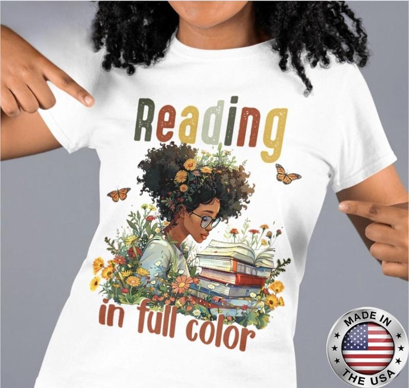 Black Power Tee, Reading in Full Color Shirt, Readers, Reading, African American, BLM, Black People, Black Women, Unisex...