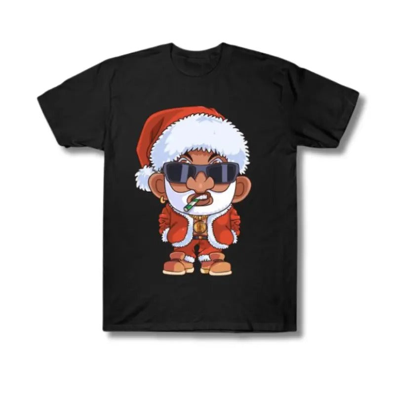 Black Santa Claus Gangster Christmas Graphic Tee, Sweatshirt, Hoodie Gift For Women Top Womenswear Underwear Humen Lady...