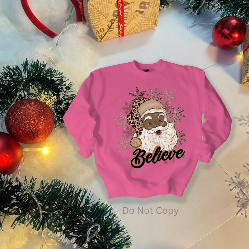 Black Santa DTF Transfer ONLY - This is NOT a T Shirt Hoodie, Sweatshirt | RetroVerseTees.com
