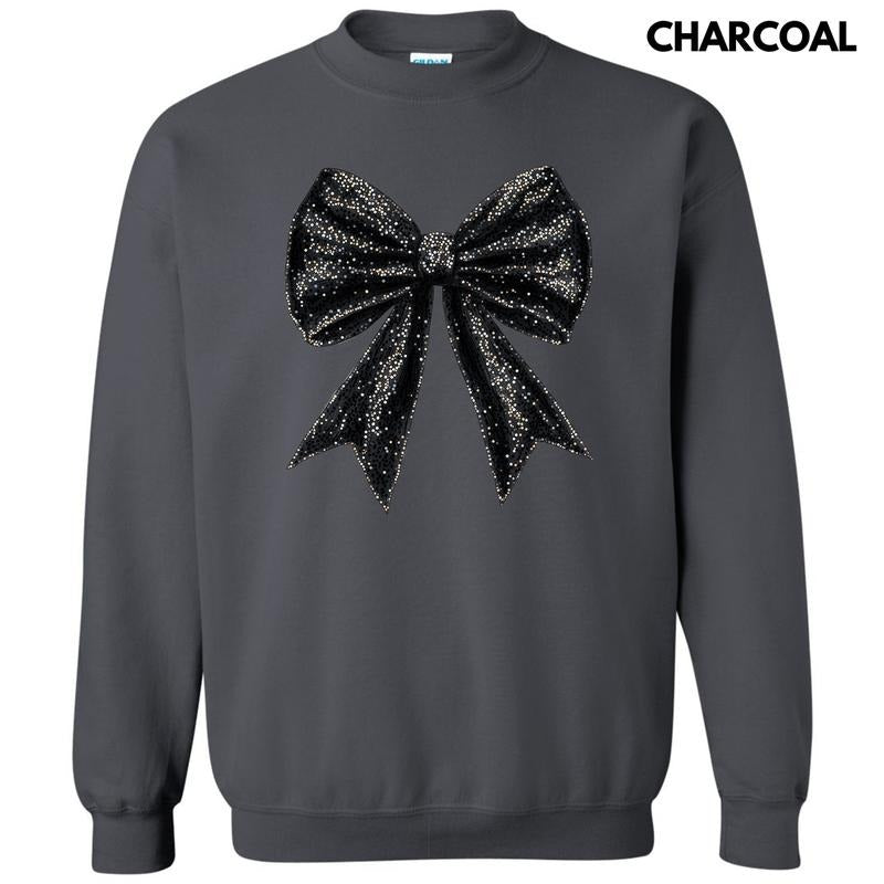Black Shimmer Bow Sweatshirt 'NLB' T-Shirts, Hoodie | RetroVerseTees.com