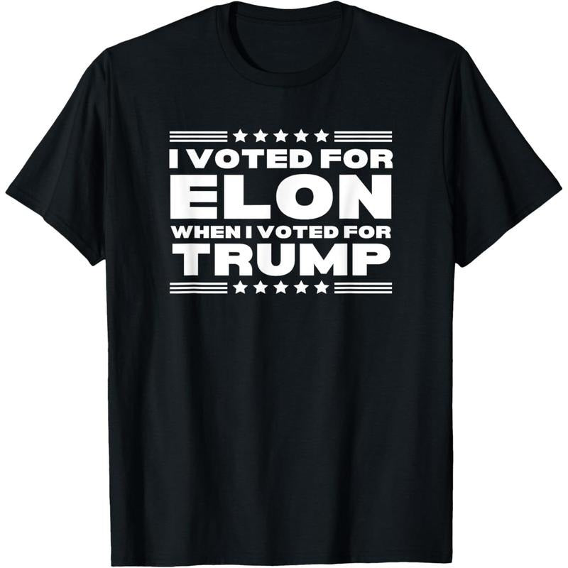 Black Unisex Lightsaber brand - Shirt with "Swoosh Voted for Elon When Swoosh Voted for Trump" Print