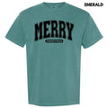 Black Varsity Merry Christmas Comfort Colors T-Shirt 'NLB' Hoodie, Sweatshirt | RetroVerseTees.com