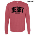 Black Varsity Merry Christmas Long Sleeve Comfort Colors T-Shirt 'NLB' Hoodie, Sweatshirt | RetroVerseTees.com