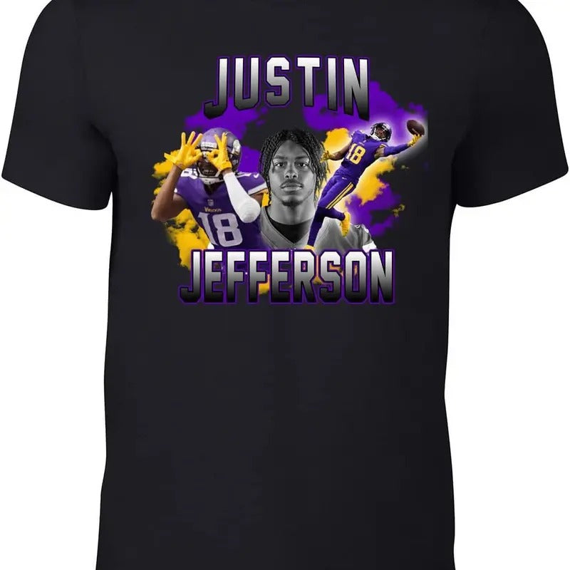 Black Vikings Jefferson Bootleg Style T-Shirt Hoodie, Sweatshirt | RetroVerseTees.com