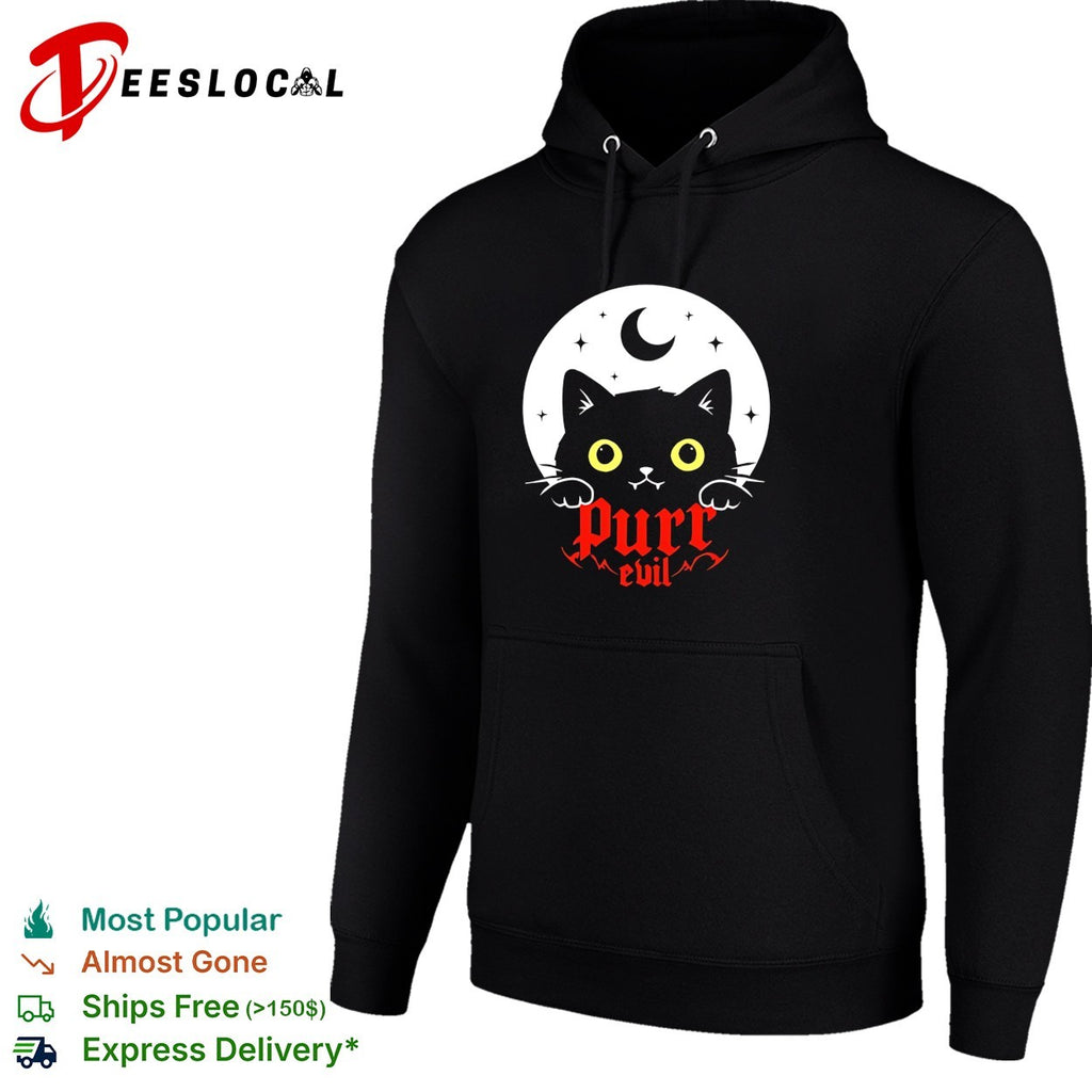 Black cat purr evil moon shirt