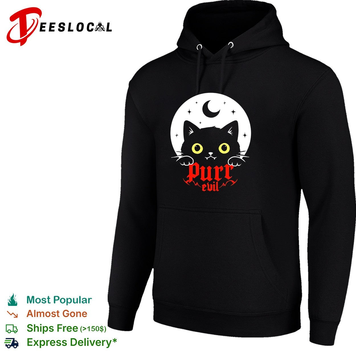 Black cat purr evil moon shirt